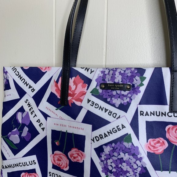 Kate Spade Seed Packets Spring Tote Bag RARE - Picture 3 of 5